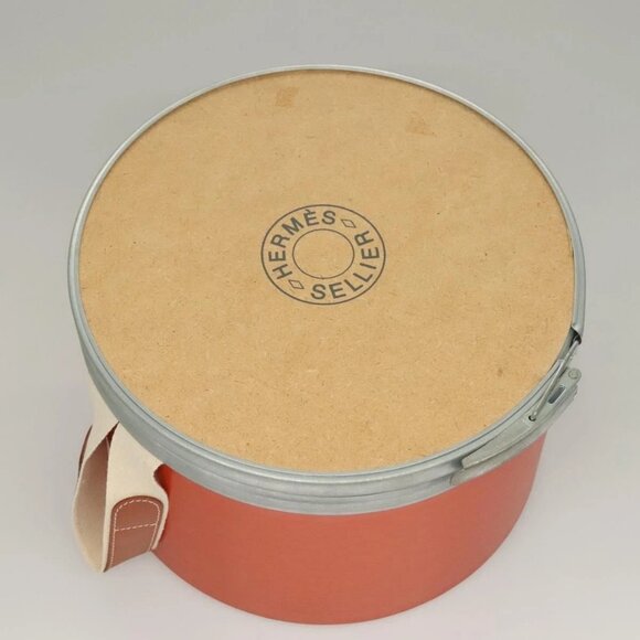 HERMES Saddle Box Wood Orange Silver Auth - Picture 6 of 16